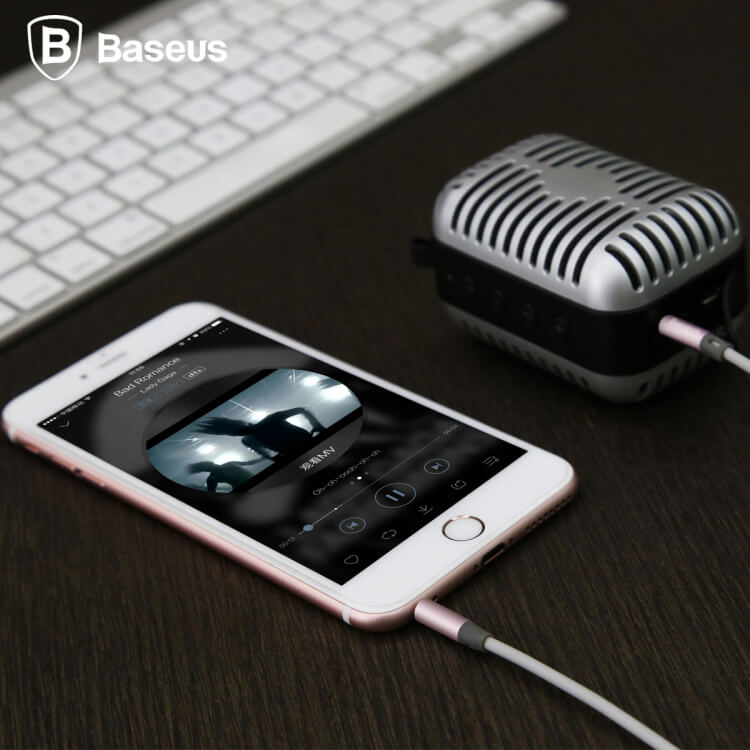 Baseus Fluency Series AUX Audio Cable Car Cable Connect With Phone/Speaker 1.2Meter For 3.5mm Connectors - Rose Gold