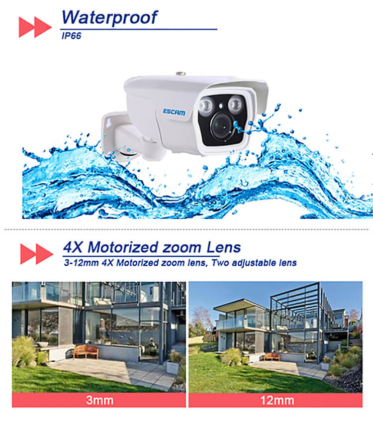 ESCAM Q1039 ONVIF HD 1080P IP Camera P2P Network 4X Auto Zoom Support Mobile Detection