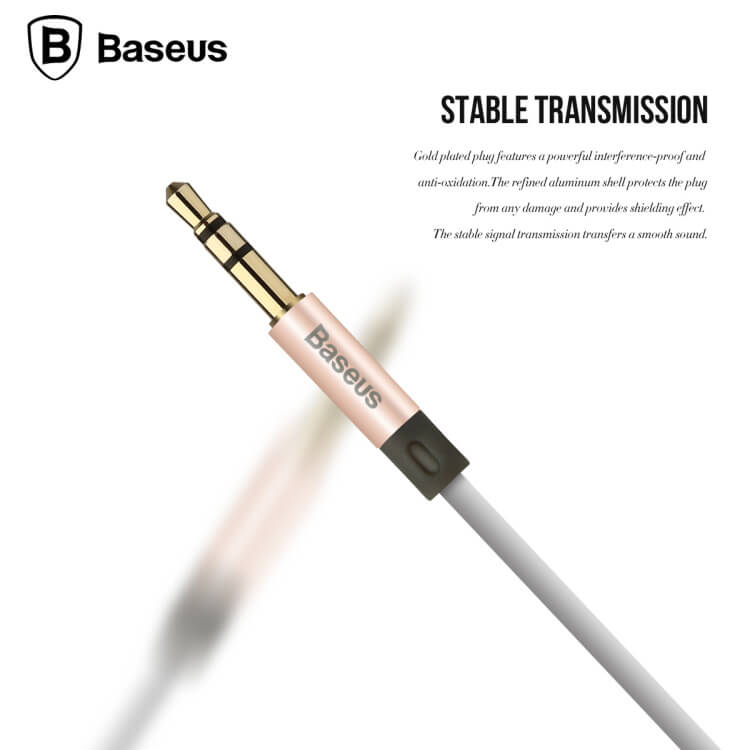 Baseus Fluency Series AUX Audio Cable Car Cable Connect With Phone/Speaker 1.2Meter For 3.5mm Connectors - Rose Gold