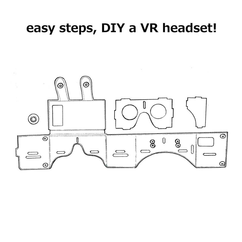 Alex NO1 Immersive 3D VR Virtual Reality Carboad Smart VR Headset FOV60 for 4-5.5 inch Smartphones - Black