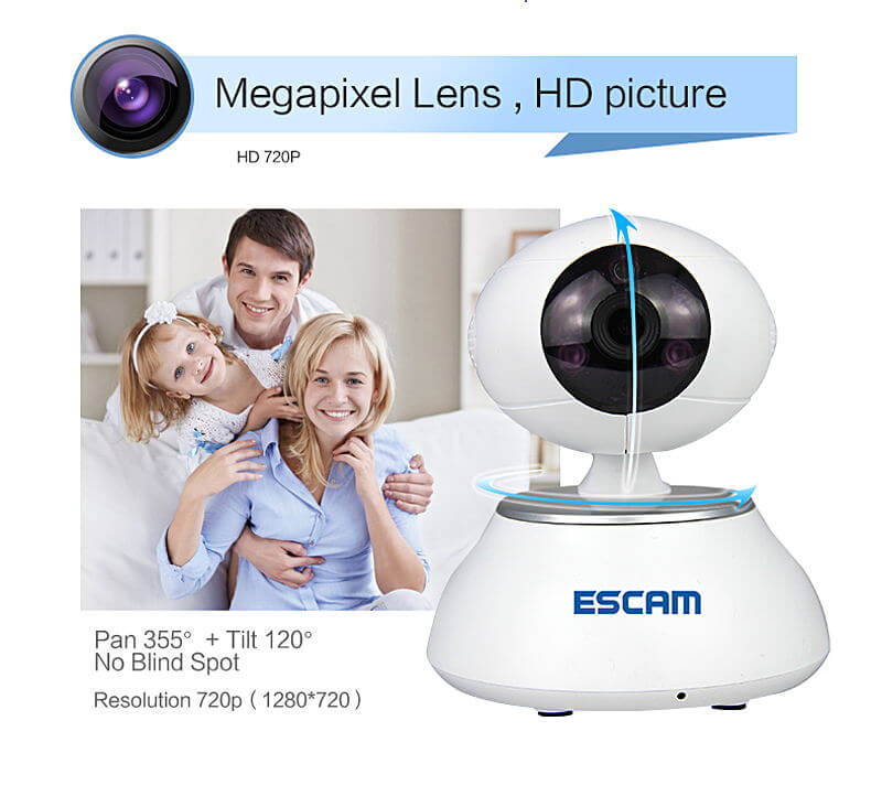 ESCAM QF550 Super Egg WiFi 1.0MP IP Camera PTZ Wireless Control Night Vision Motion Detection