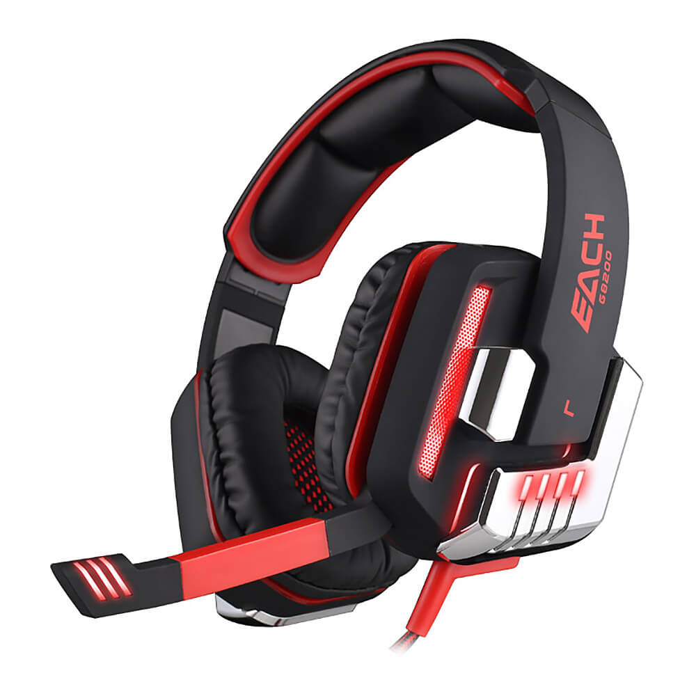 KOTION EACH G8200 7.1 Surround Sound USB Vibration Gaming Headphone Earphone with MIC LED Light for PC - Red+Blue