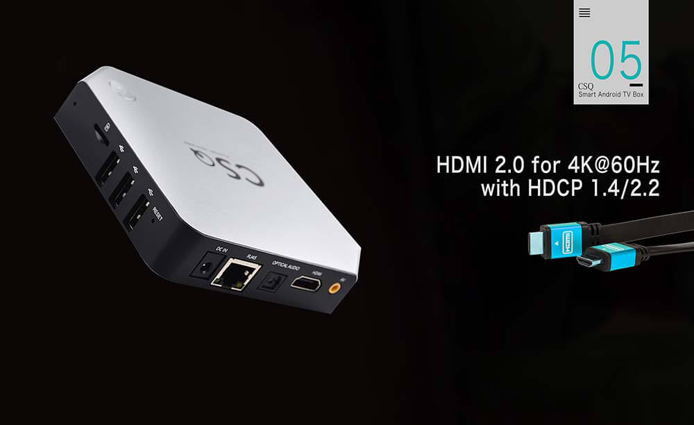 CSQ RK3229 4K KODI TV BOX Android 4.4 1G/8G 4K 10bit H.265/H.264 802.11 b/g /n LAN HDMI2.0 Smart Media Player - Black