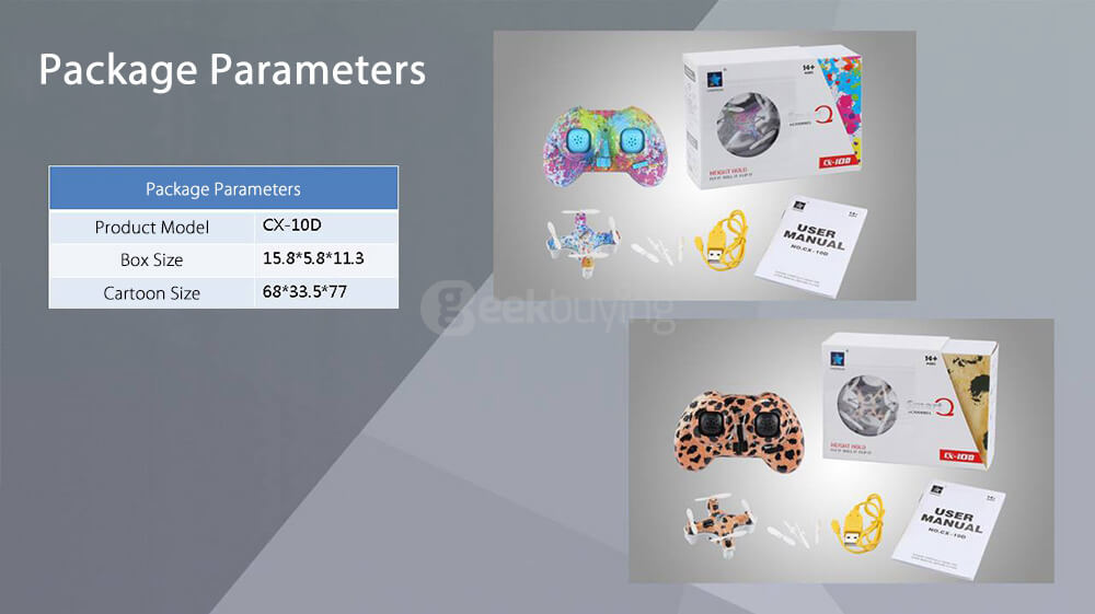 Cheerson CX-10D CX10D Mini 2.4G 6-axis Altitude Hold Mode LED RC Quadcopter RTF - Rainbow