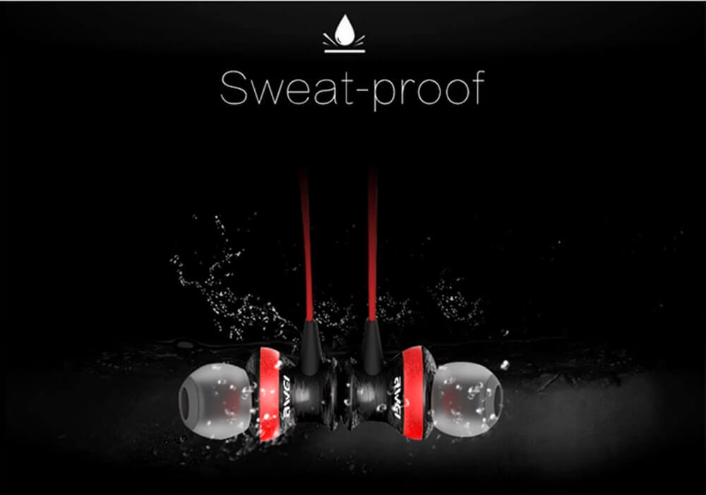 Awei A980BL Bluetooth 4.0 Wireless Sports Earphone Handsfree with Songs Track Function - Red