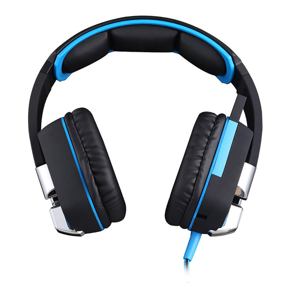 KOTION EACH G8200 7.1 Surround Sound USB Vibration Gaming Headphone Earphone with MIC LED Light for PC - Black+Blue