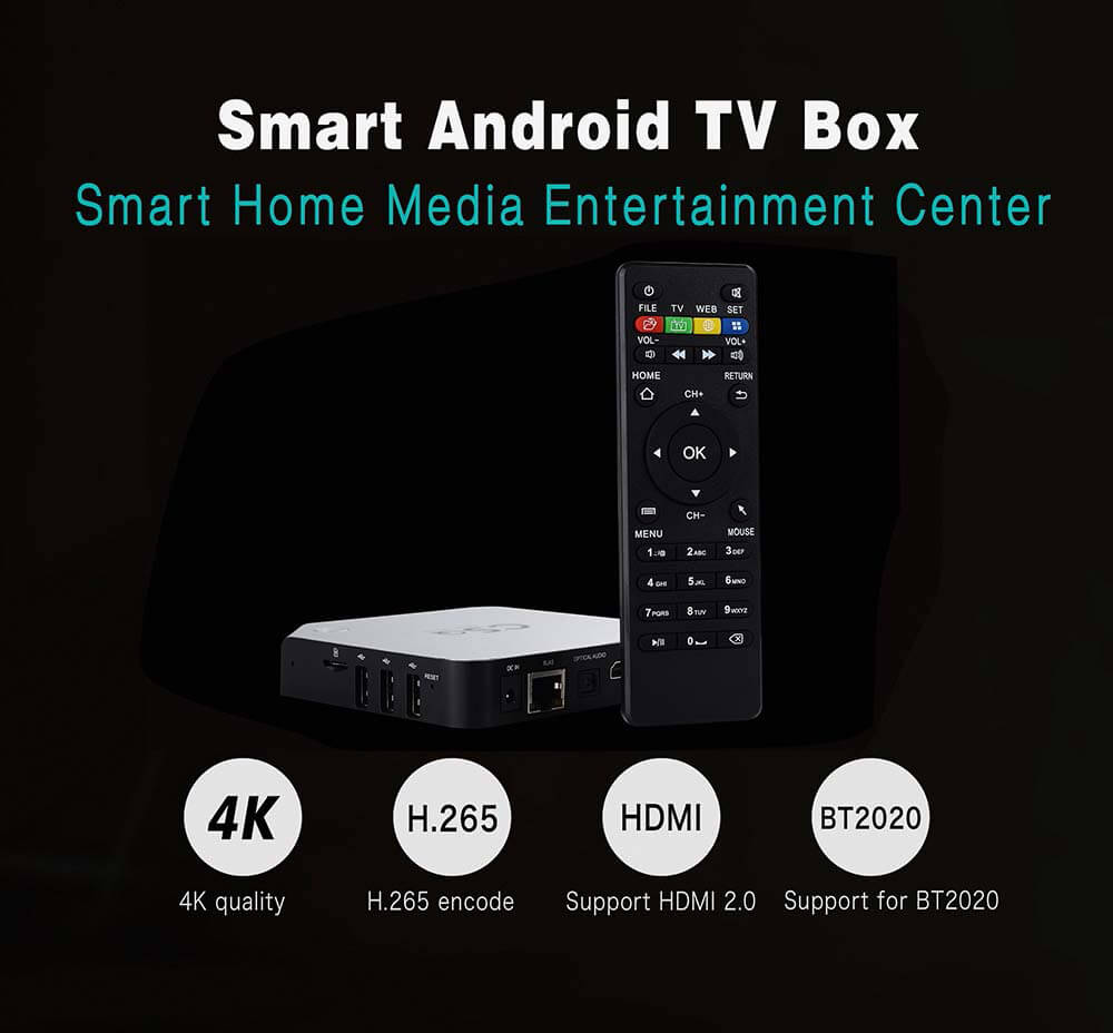 CSQ RK3229 4K KODI TV BOX Android 4.4 1G/8G 4K 10bit H.265/H.264 802.11 b/g /n LAN HDMI2.0 Smart Media Player - Black