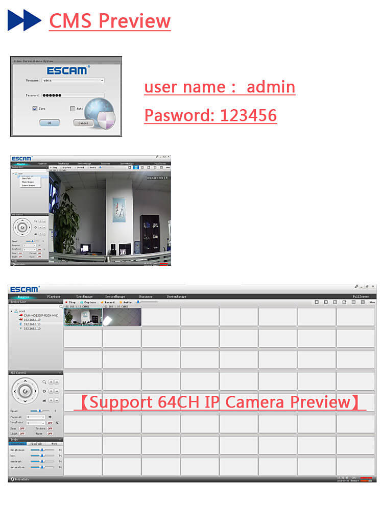 ESCAM Q1039 ONVIF HD 1080P IP Camera P2P Network 4X Auto Zoom Support Mobile Detection