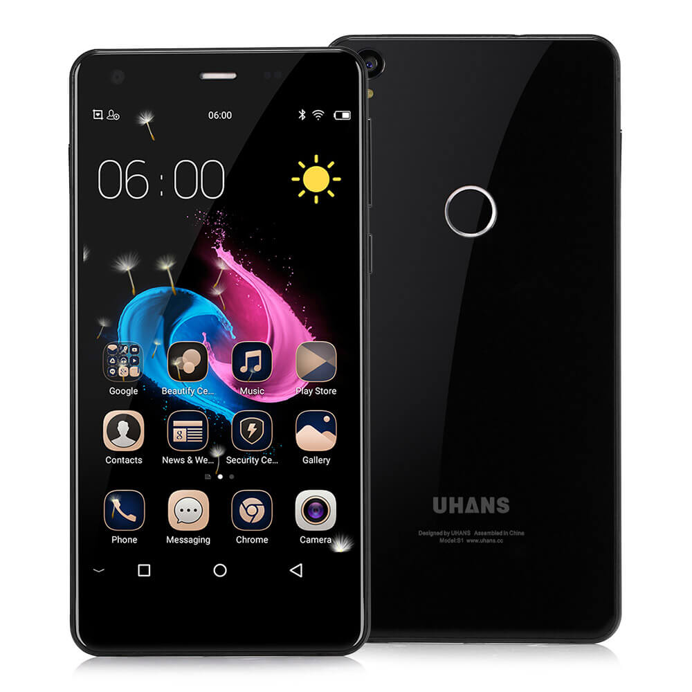 UHANS S1 5.0 Inch 2.5D HD 4G LTE Freeme 6.1OS Android 6.0 3GB 32GB Smartphone 64bit MTK6753 Octa Core 1.3GHz 8.0MP 16.0MP Touch ID - Black