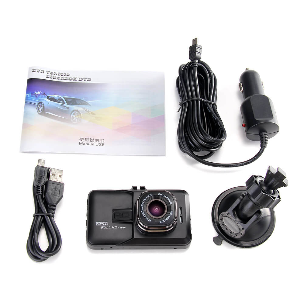 FH06 Novatek96223 Car DVR 140 Degree Wide Angle 3.0MP CMOS Sensor HD G-sensor 3.0inch Dashcam Car Camera Recorder- Black
