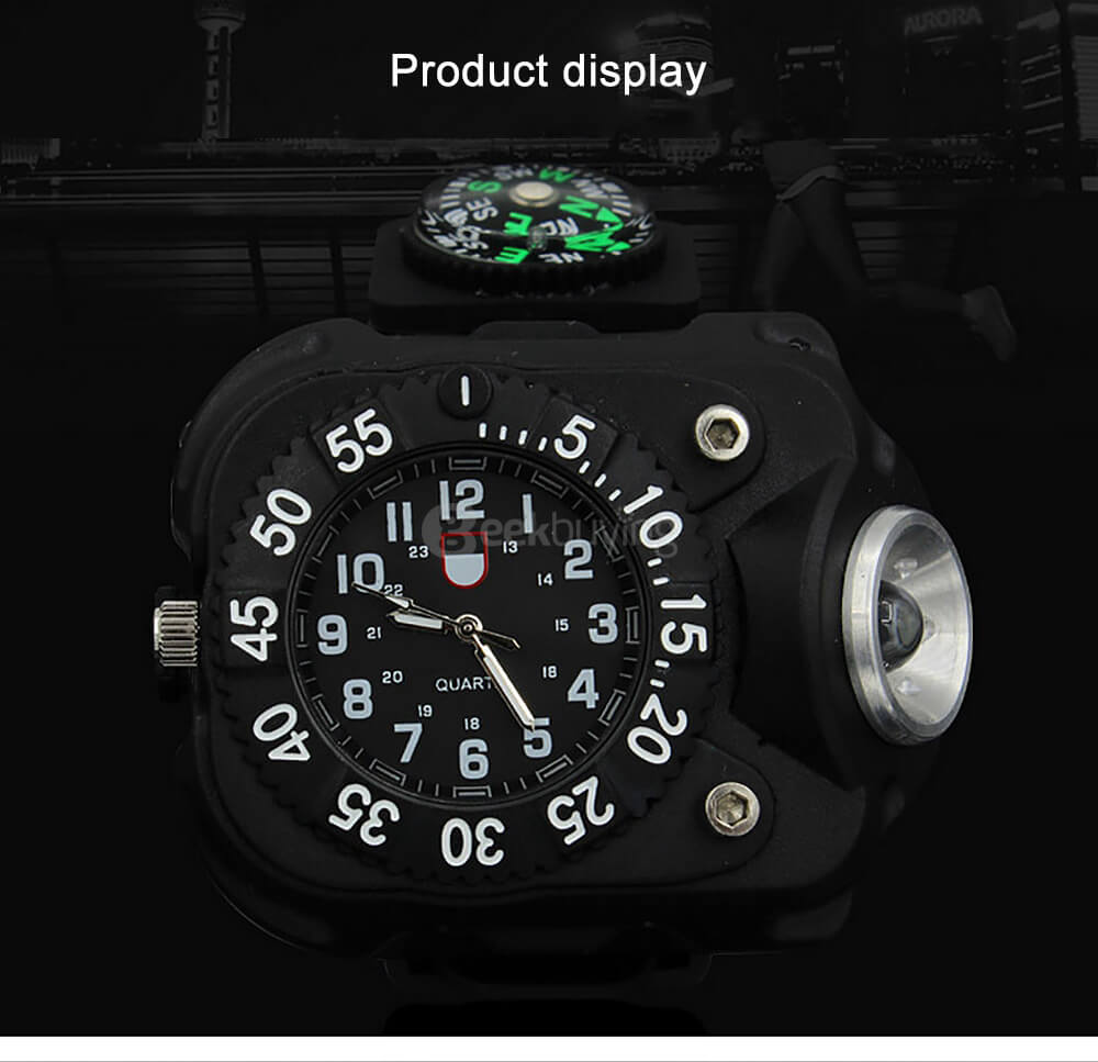 E-smarter X3 LED Light Wrist Strap Watch Flashlight for Outdoor Cool Running - Black