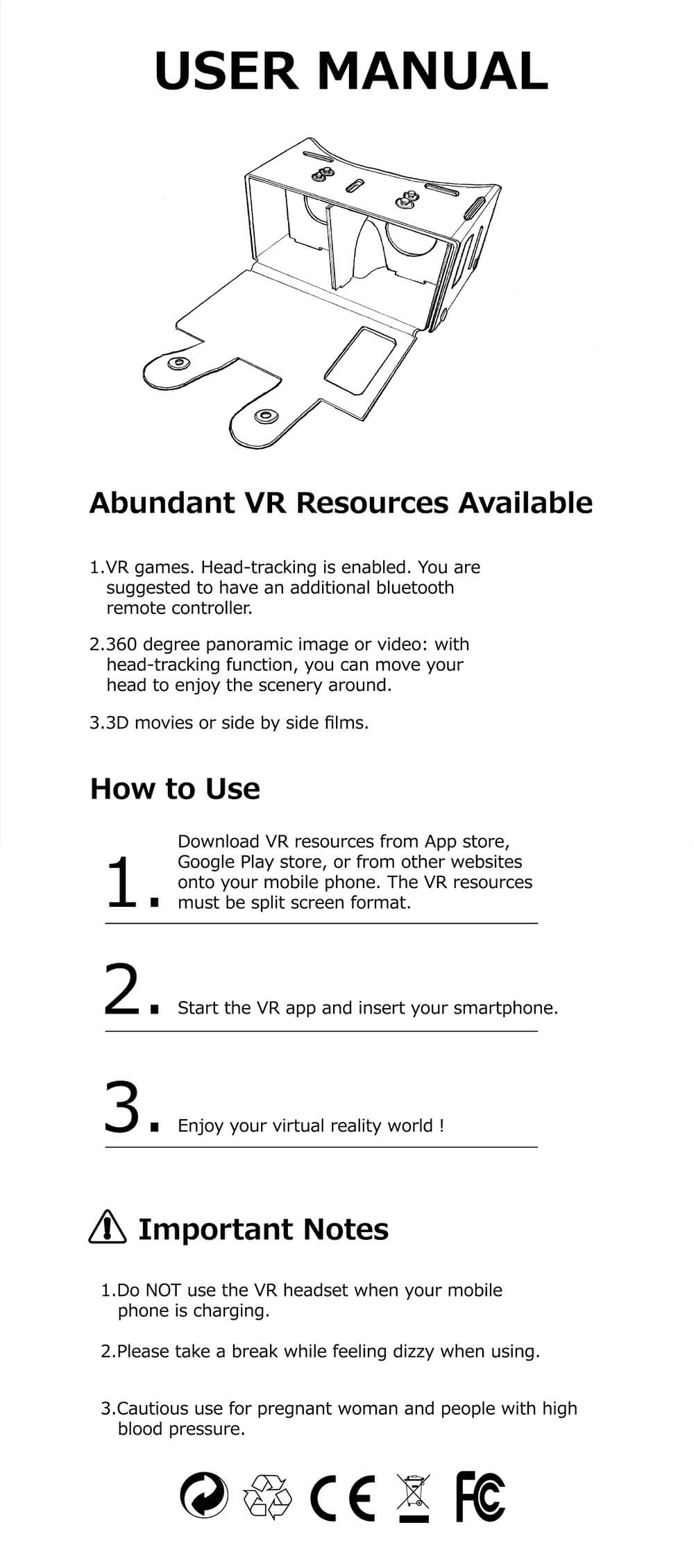 Alex NO1 Immersive 3D VR Virtual Reality Carboad Smart VR Headset FOV60 for 4-5.5 inch Smartphones - White