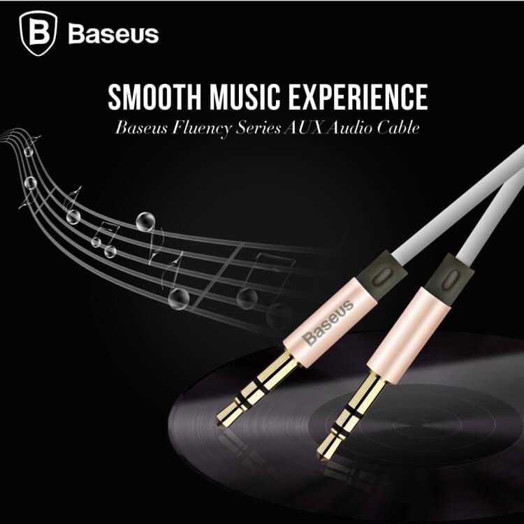 Baseus Fluency Series AUX Audio Cable Car Cable Connect With Phone/Speaker 1.2Meter For 3.5mm Connectors - Rose Gold