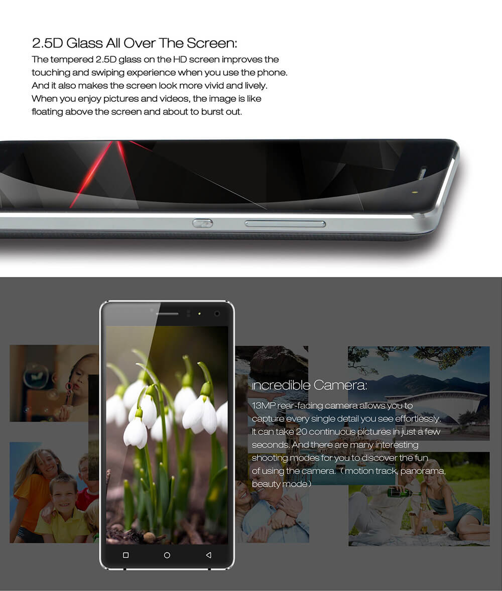 VKworld T3 5.0inch IPS HD Android 5.1 2GB RAM 16GB ROM 4G Smartphone MT6735 Quad Core 13.0MP Cameras Led Notification 2500mAh - Gold