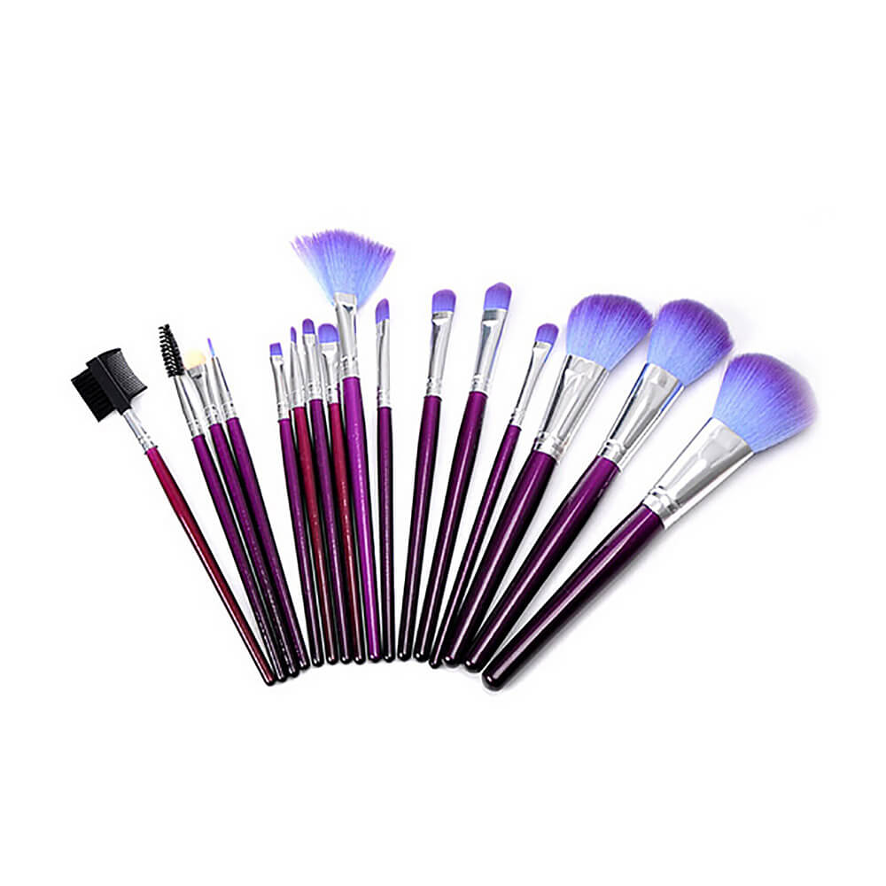 Fashion Make Up Brush Tools 1 Set 16 PCs Professional Makeup Cosmetic Brush Set Kit Pouch Purple With Purple Brush Bag