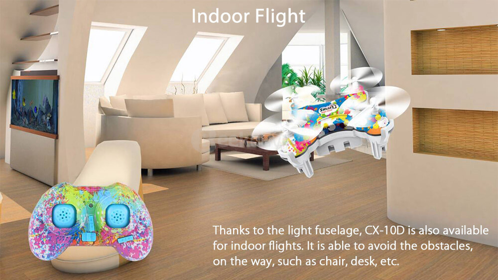 Cheerson CX-10D CX10D Mini 2.4G 6-axis Altitude Hold Mode LED RC Quadcopter RTF - Rainbow