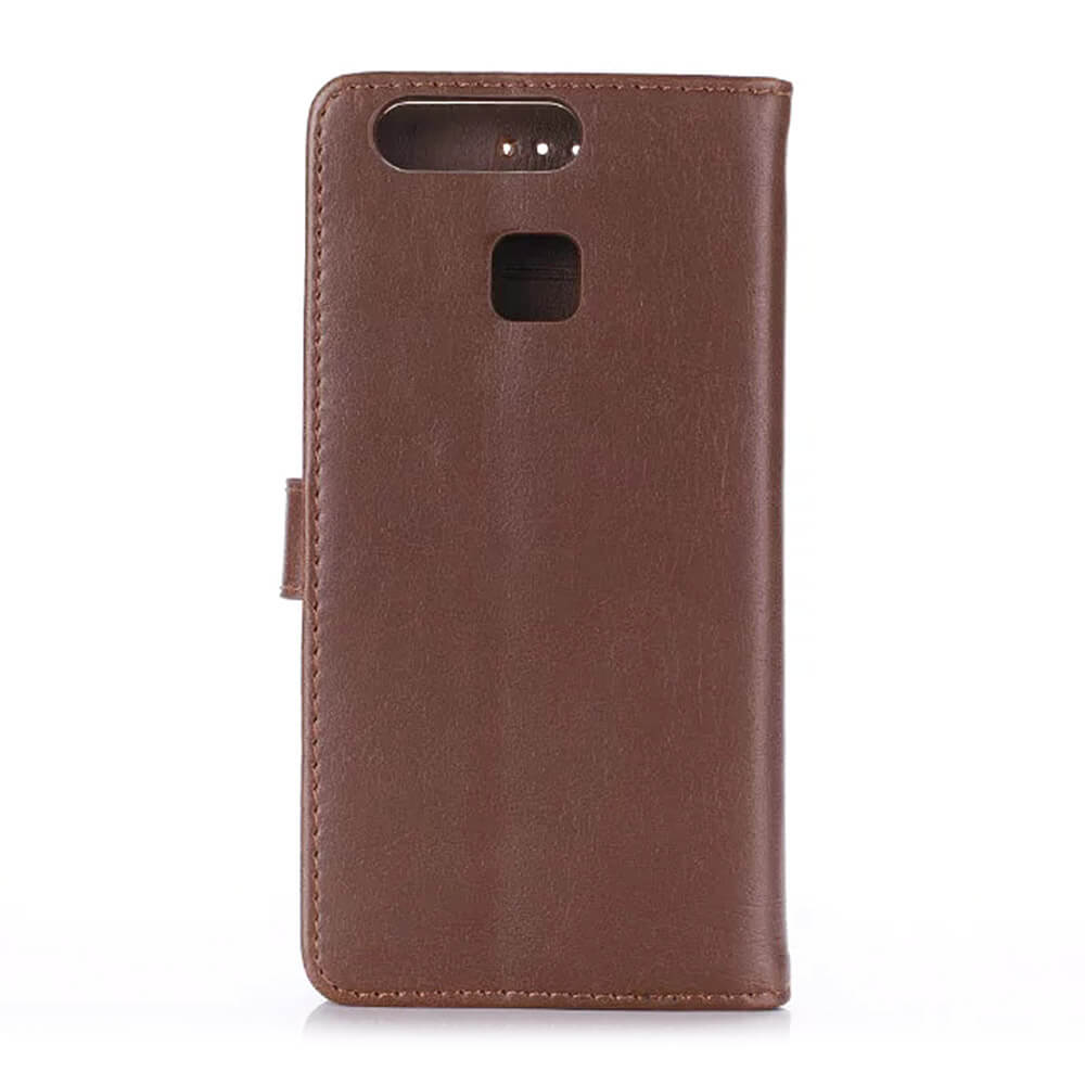Leather Case For HUAWEI P9 Embossed Horse-skin Pattern Left And Right Flip Standing Holder Protective Phone Cover - Brown