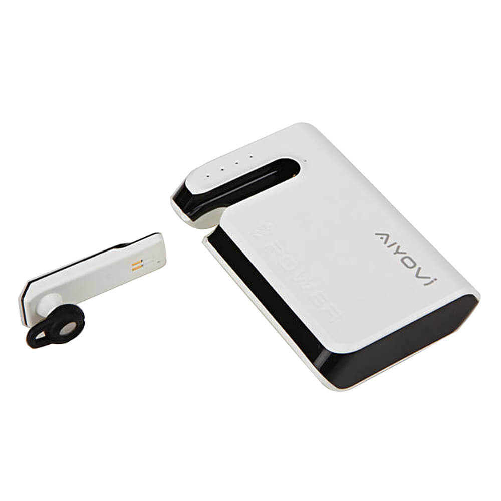 AIYOVI BT-03 Bluetooth Earphone 6600mAh Power Bank Combo - White