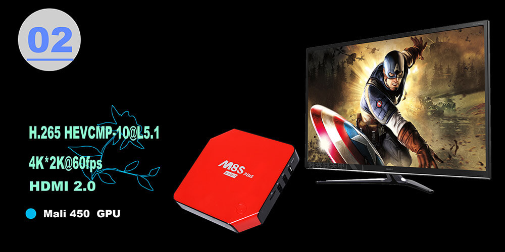 M8S PLUS Amlogic S905 Gigabit 2G/16G Android5.1 4K TV Box KODI 2.4G/5.8G Dual Band WIFI Bluetooth DOLBY TrueHD DTS - Red
