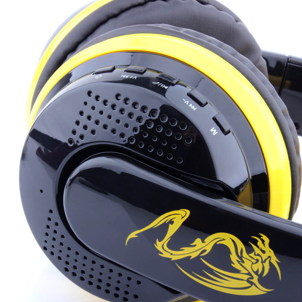 OVLENG MX666 Wireless Stereo Bluetooth Headphone Headset Foldable FM/SD Card Headset for PC Laptop - Black+Yellow