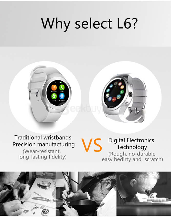 L6 MTK2502C Bluetooth Smartwatch Phone 2G SIM / TF Card Sleep Monitor Fitness Tracker 1.22