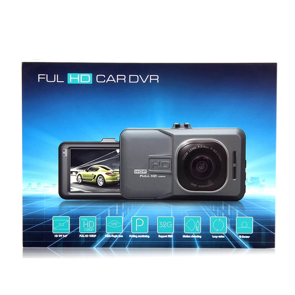 FH06 Novatek96223 Car DVR 140 Degree Wide Angle 3.0MP CMOS Sensor HD G-sensor 3.0inch Dashcam Car Camera Recorder- Black