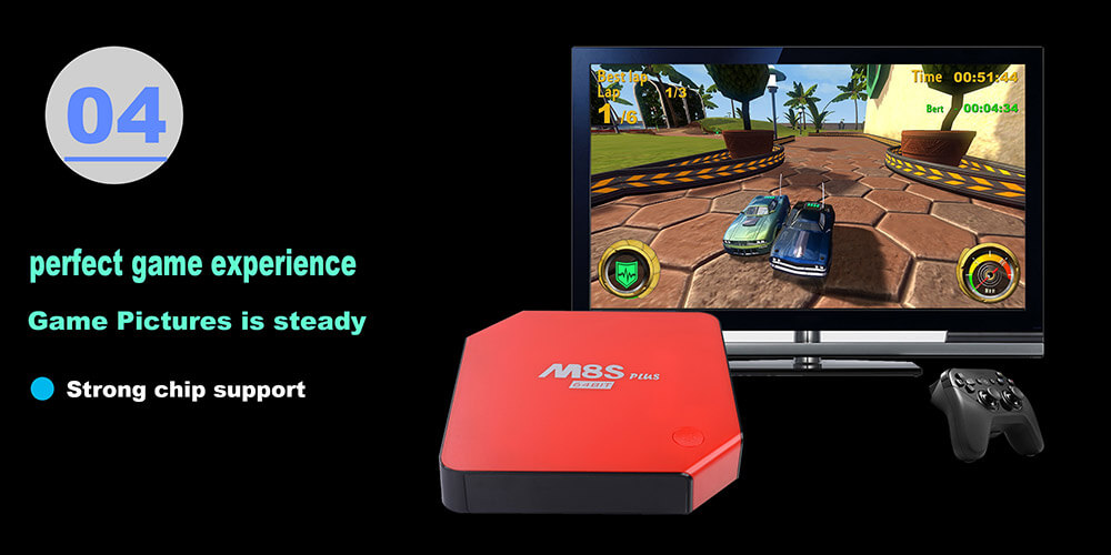 M8S PLUS Amlogic S905 Gigabit 2G/16G Android5.1 4K TV Box KODI 2.4G/5.8G Dual Band WIFI Bluetooth DOLBY TrueHD DTS - Black
