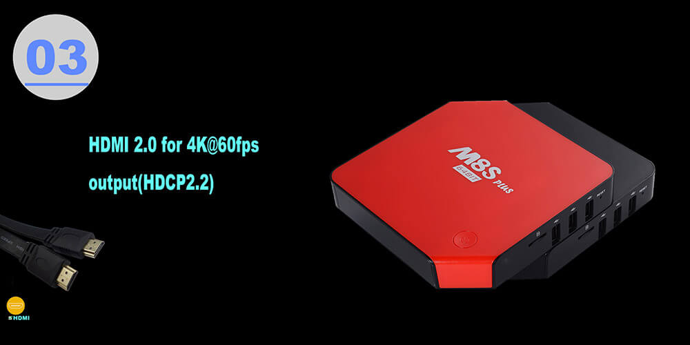 M8S PLUS Amlogic S905 Gigabit 2G/16G Android5.1 4K TV Box KODI 2.4G/5.8G Dual Band WIFI Bluetooth DOLBY TrueHD DTS - Black