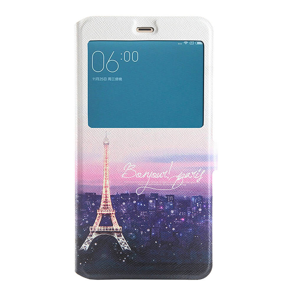 Leather Case For Xiaomi Redmi Note 3 Bracket With Window Painted Colorful Pattern Standing Protective Case - Iron Tower