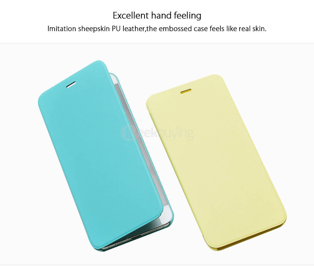 Original Case For Xiaomi Mi5 Embossed Intelligent Flip Cover Protective Phone Case - Blue