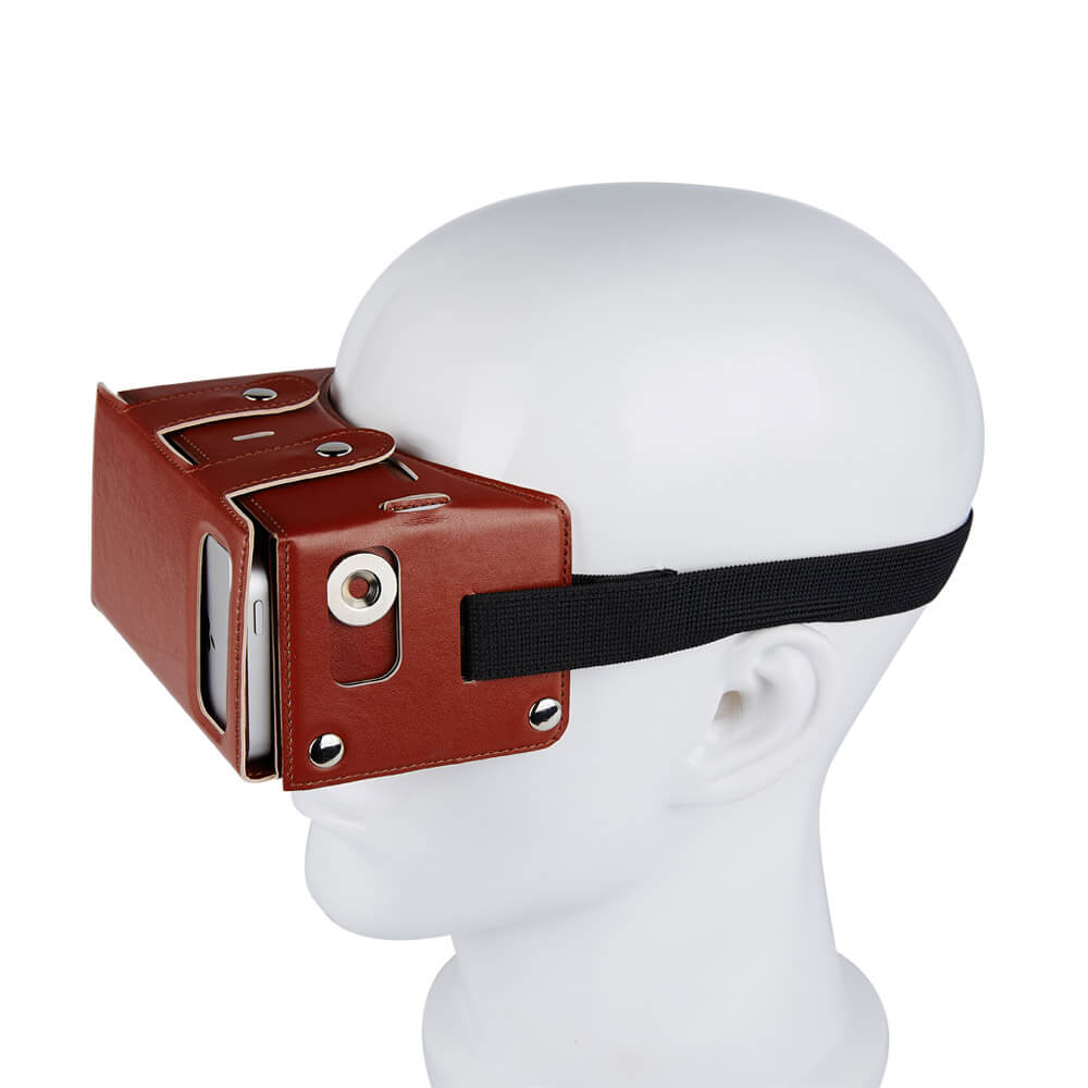 Alex NO1 Immersive 3D VR Virtual Reality Carboad Smart VR Headset for 4-5.5 inch Smartphones - Brown