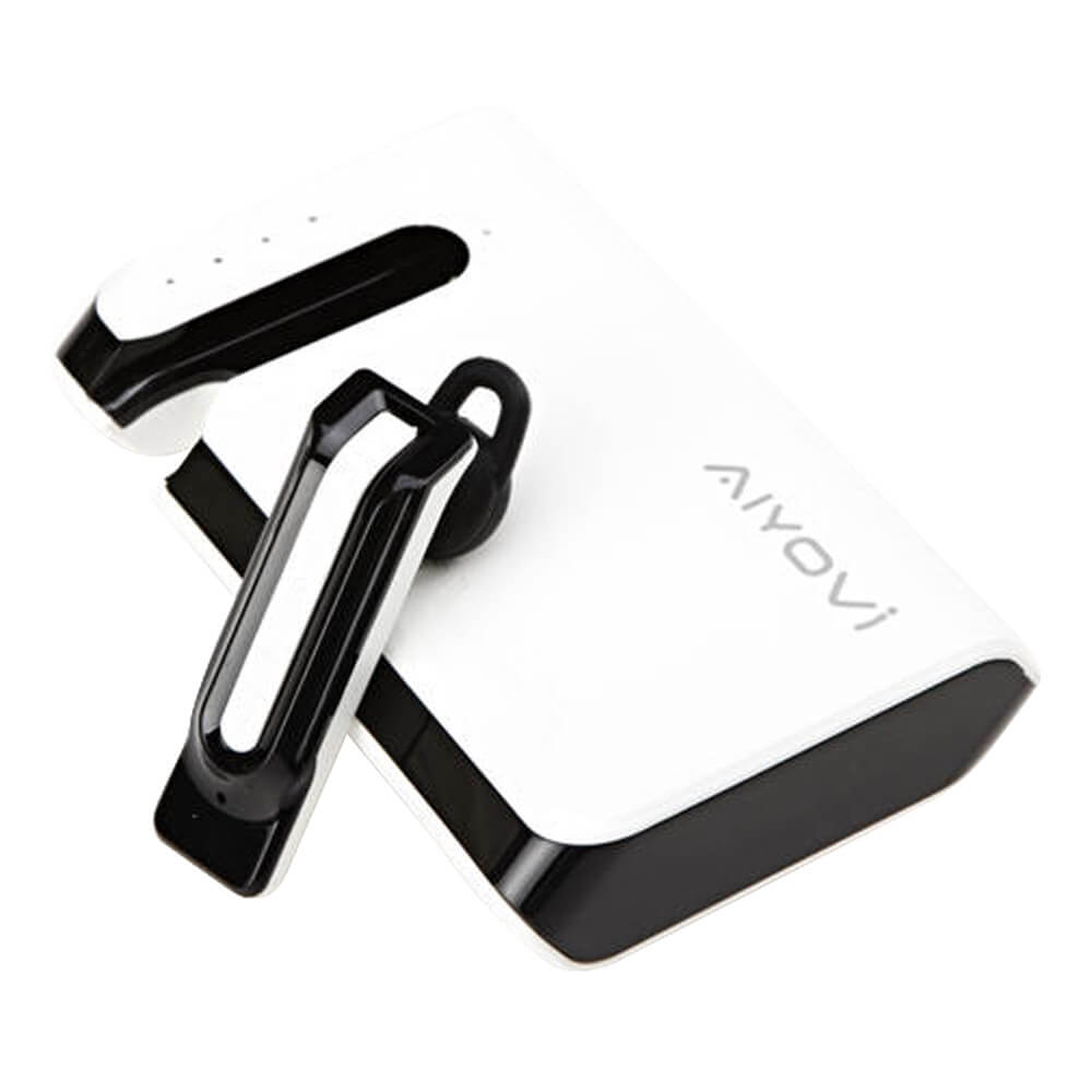 AIYOVI BT-03 Bluetooth Earphone 6600mAh Power Bank Combo - White
