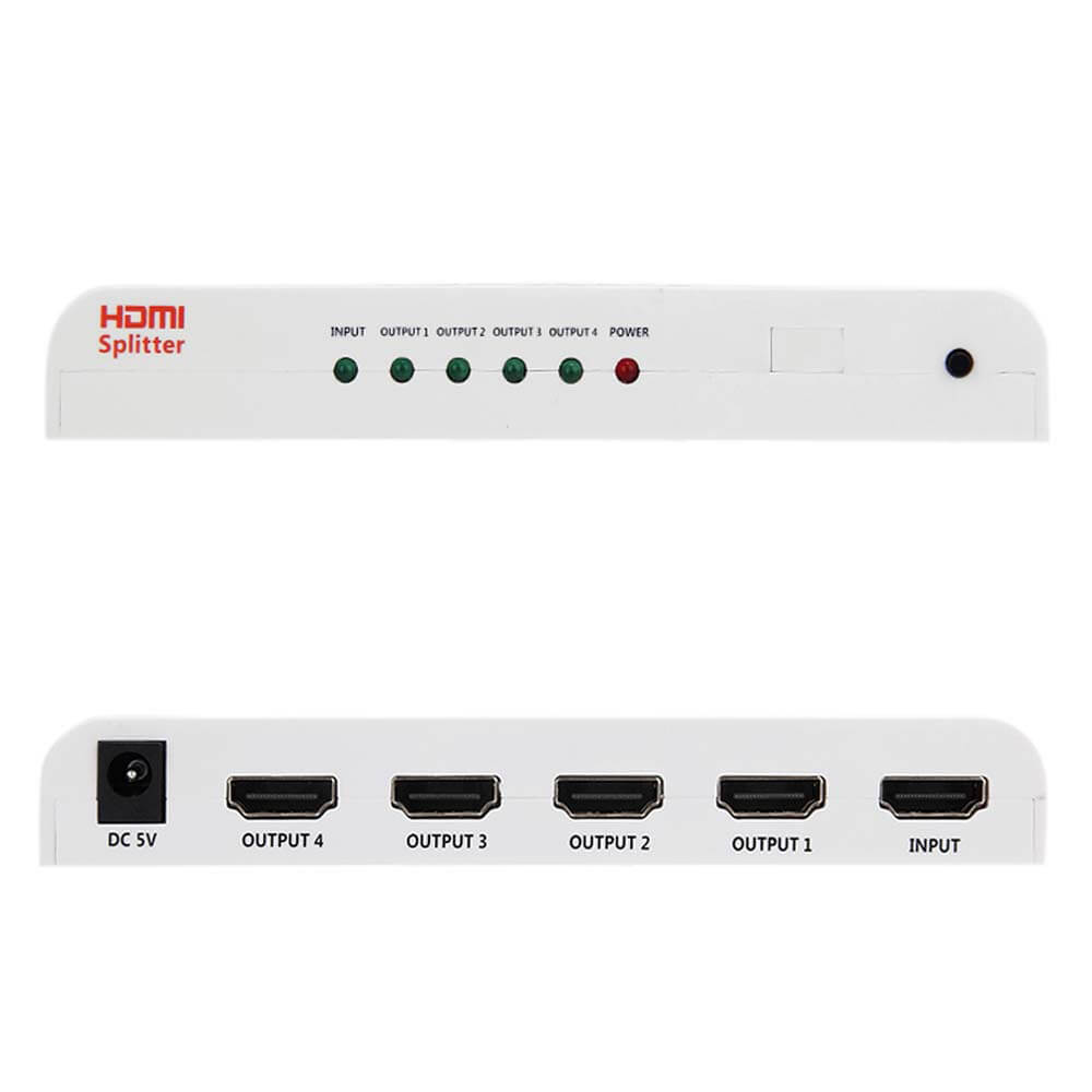 VK-104A HDMI 1.4 Splitter 1x4 4K*2K HD 1080P 3D Video Converter Adapter UK - White