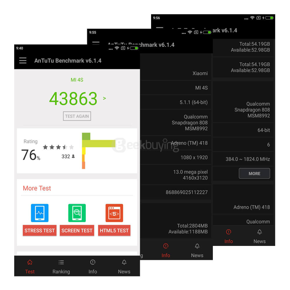 Xiaomi Mi4S /Mi 4S 4G LTE 5.0inch FHD MIUI 7.2 OS 3GB 64GB Smartphone 64-bit Snapdragon 808 Hexa Core 13.0MP Touch ID Type-C QC2.0 - Purple