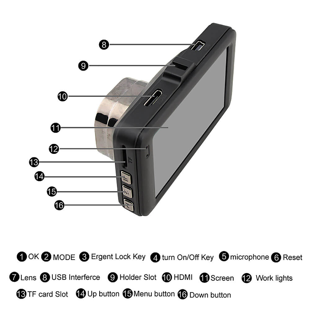 FH06 Novatek96223 Car DVR 140 Degree Wide Angle 3.0MP CMOS Sensor HD G-sensor 3.0inch Dashcam Car Camera Recorder- Black