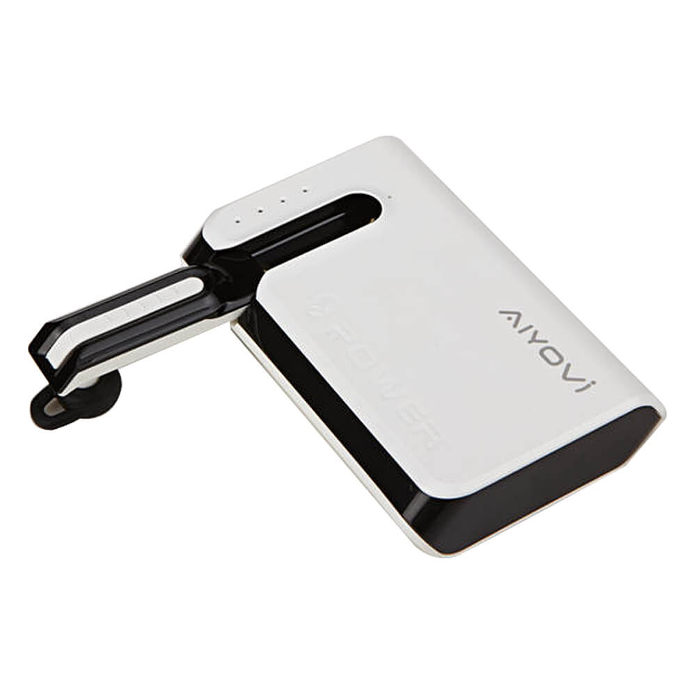 AIYOVI BT-03 Bluetooth Earphone 6600mAh Power Bank Combo - White
