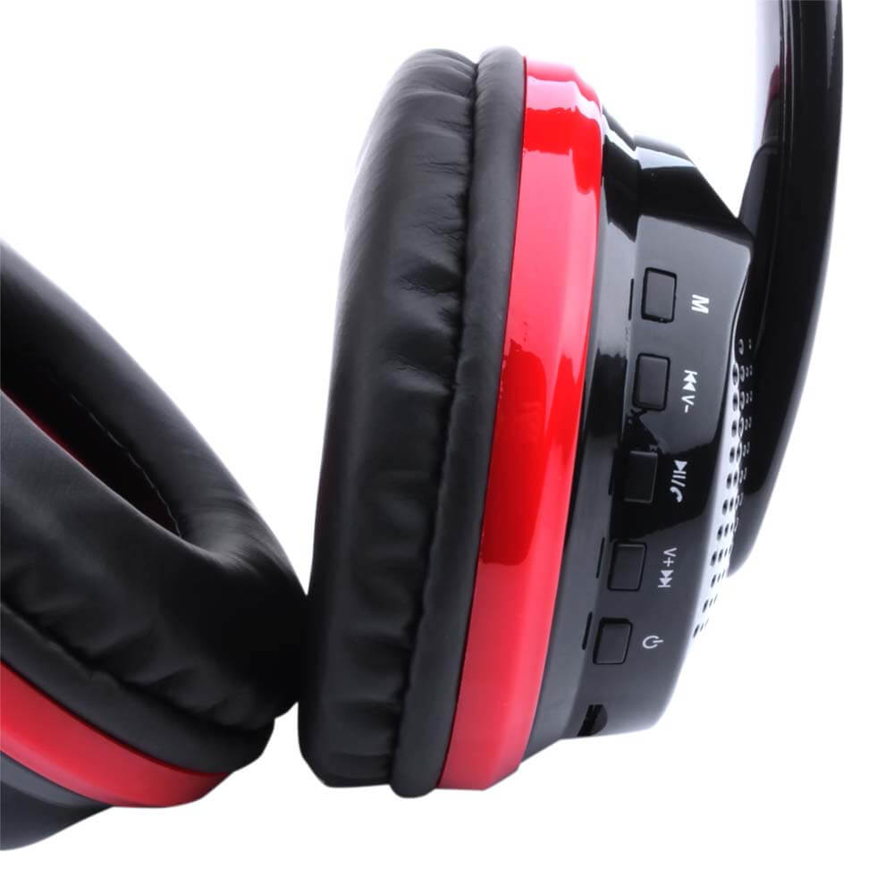 OVLENG MX666 Wireless Stereo Bluetooth Headphone Headset Foldable FM/SD Card Headset for PC Laptop - Black+Red