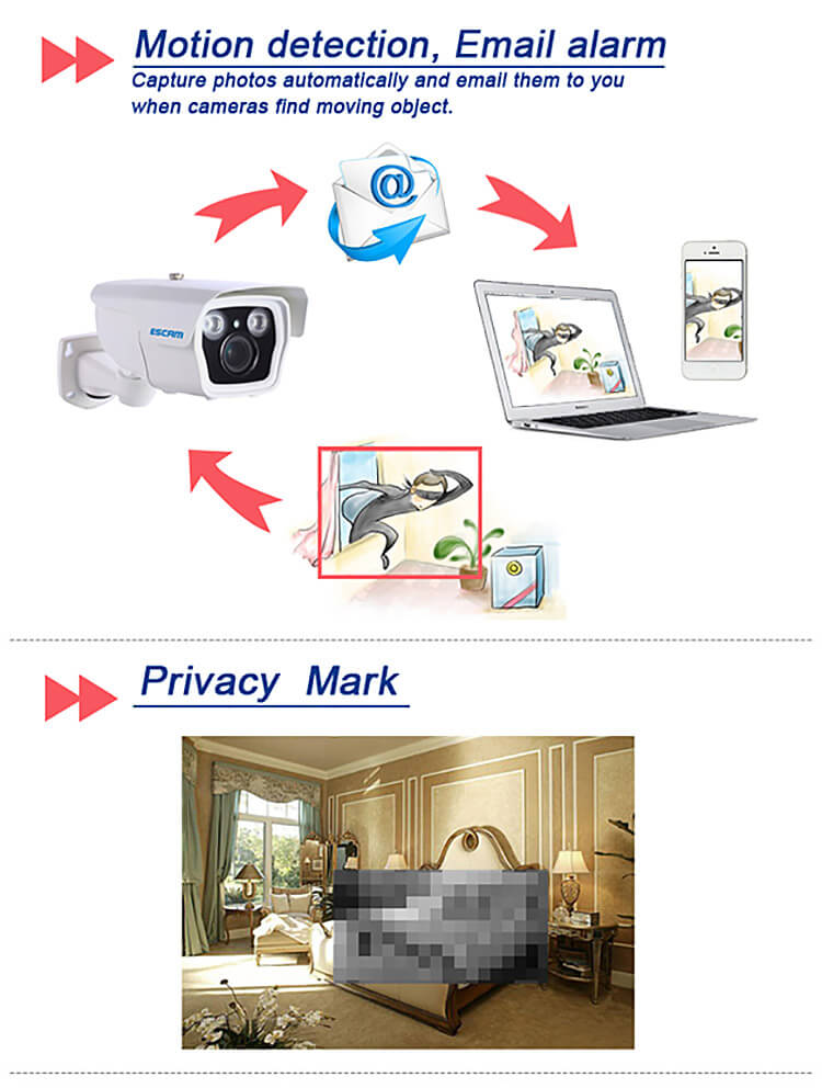 ESCAM Q1039 ONVIF HD 1080P IP Camera P2P Network 4X Auto Zoom Support Mobile Detection