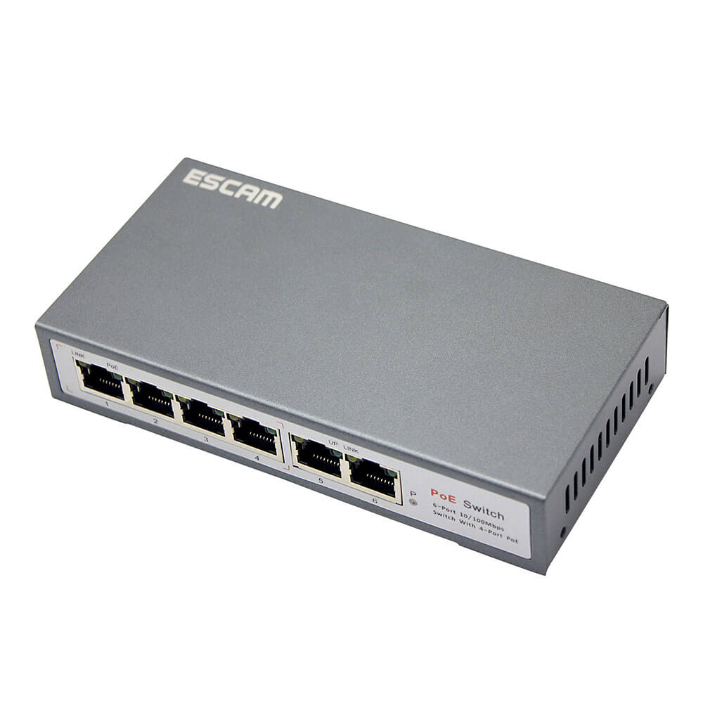ESCAM 4+2 Channel Fast Ethernet POE Switch for Network IP Cameras