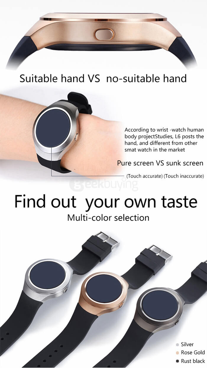 L6 MTK2502C Bluetooth Smartwatch Phone 2G SIM / TF Card Sleep Monitor Fitness Tracker 1.22