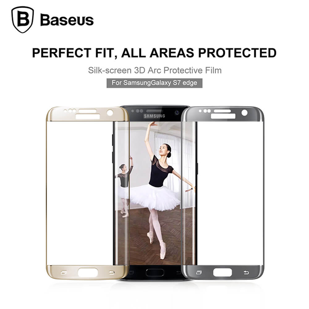 Baseus Tempered Glass For Samsung Galaxy S7 Edge Full Cover Screen Protector 0.3mm 3D Curved Edge Glass Film - Golden