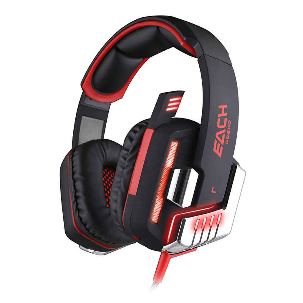 KOTION EACH G8200 7.1 Surround Sound USB Vibration Gaming Headphone Earphone with MIC LED Light for PC - Red+Blue