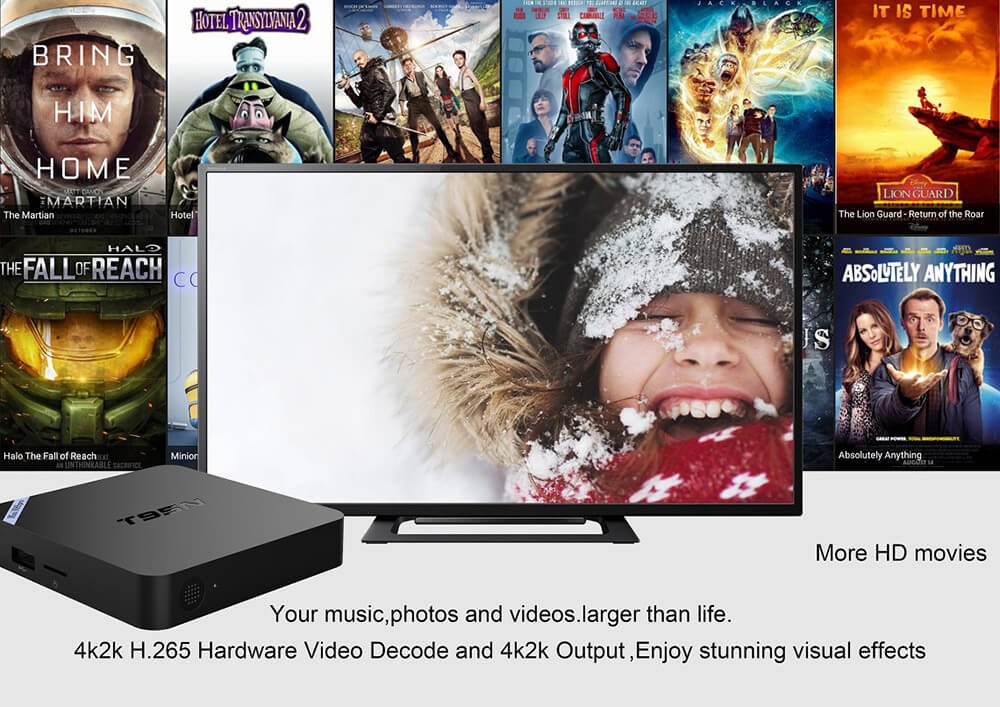 T95N-Mini M8Spro 4K Android 5.1 Amlogic S905 TV BOX 2G/8G 802.11 b/g/n LAN KODI HDMI Dolby 3G - Black