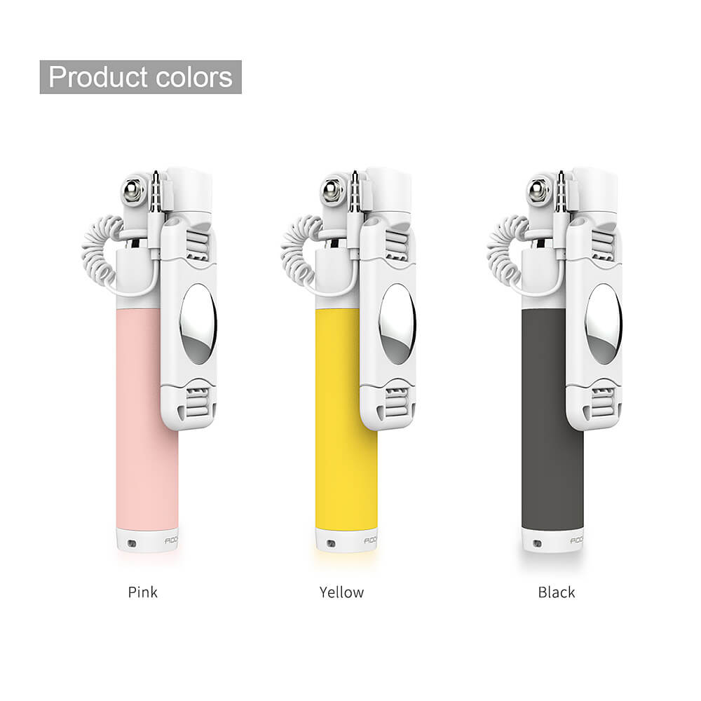 ROCK Monopod With 3.5mm Audio Cable Wire Control Selfie Stick For Smartphones - Black