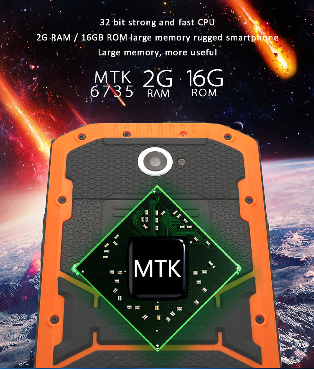 Vphone X3 IP67 5.5inch HD 4G LTE Android 5.1 MT6735 Quad Core 2GB 16GB Rugged Smartphone Waterproof Dustproof Shockproof 13.0MP 4500mAh Battery - Black