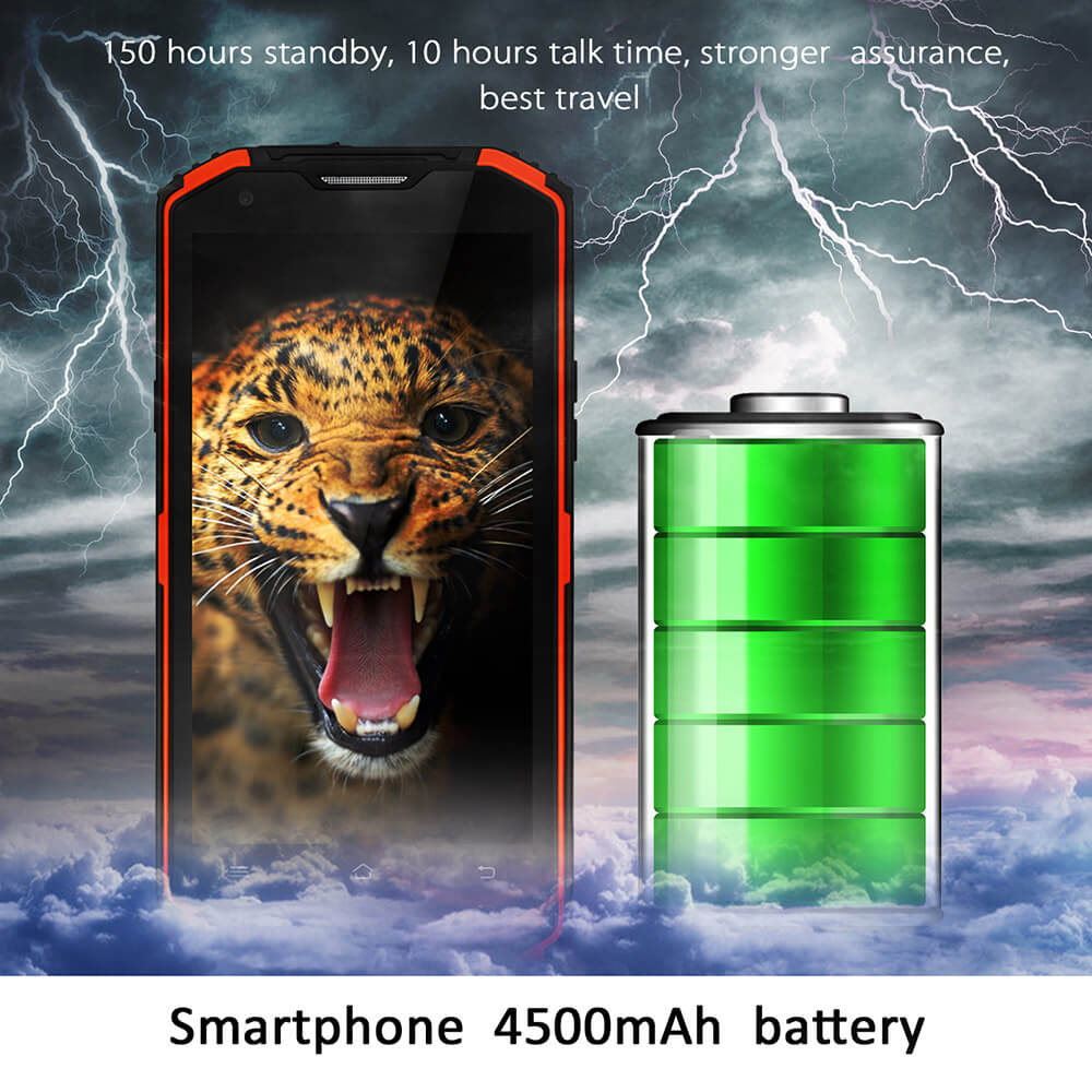 Vphone X3 IP67 5.5inch HD 4G LTE Android 5.1 MT6735 Quad Core 2GB 16GB Rugged Smartphone Waterproof Dustproof Shockproof 13.0MP 4500mAh Battery - Black