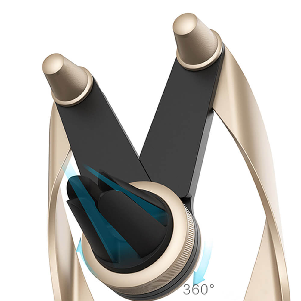 Rock Autobot Car Air Vent Phone Holder Adjustable Phone Stand Metal Smartphone Bracket For iPhone / Samsung / Xiaomi - Golden