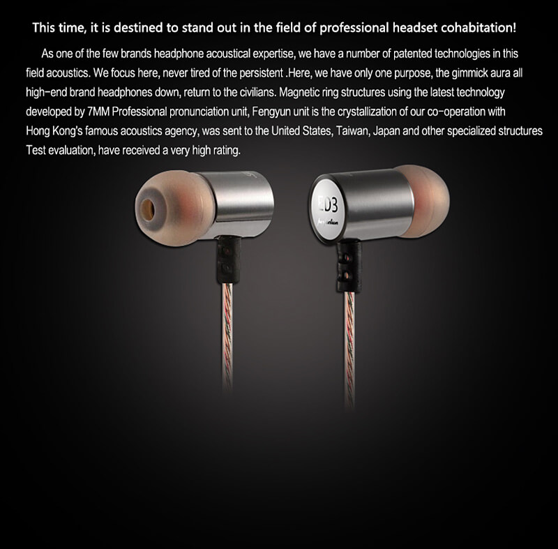 KZ-ED3 3.5mm HiFi In-Ear Earphone Wired Headphone Earplugs DJ Dance Headset