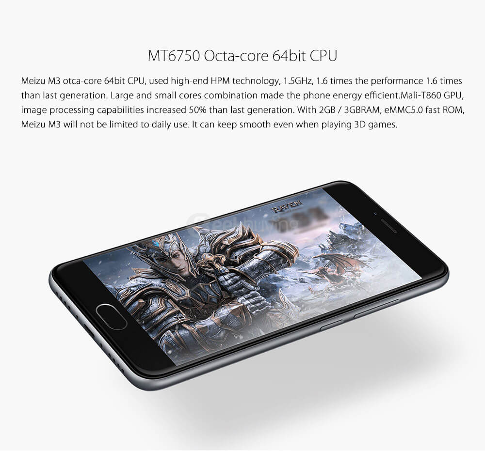 MEIZU M3 mini 5.0inch 2.5D HD Screen 4G LTE Flyme 5.1 2GB 16GB Smartphone YunOS 64bit MT6750 Octa Core 5.0MP+13.0MP 2870mAh battery - Gold