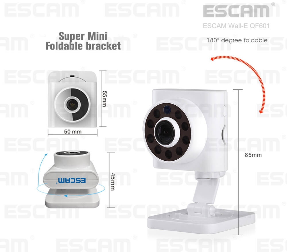ESCAM Wall-E QF601 WiFi IP Camera 720P 110 Degrees Wide Angle 2.8mm Lens Onvif Network Camera Night Vision
